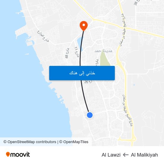 Al Malikiyah to Al Lawzi map