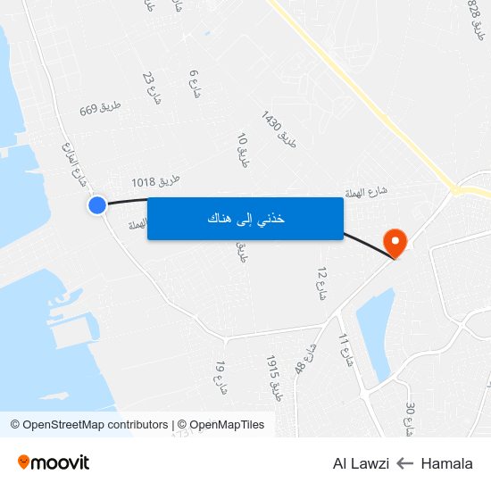 Hamala to Al Lawzi map