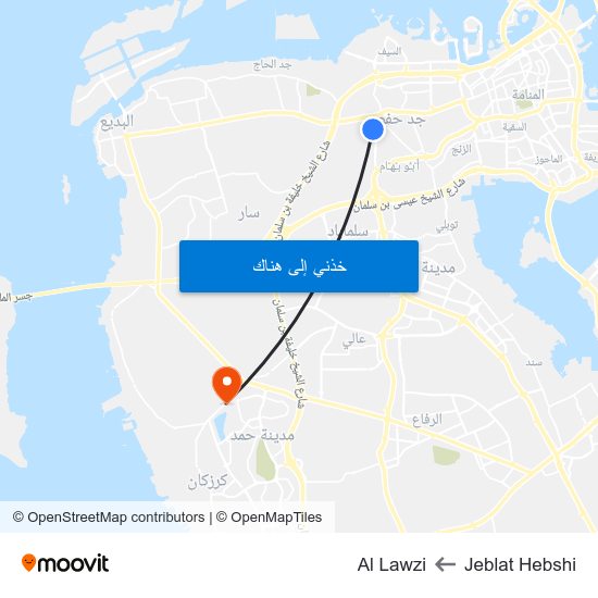 Jeblat Hebshi to Al Lawzi map