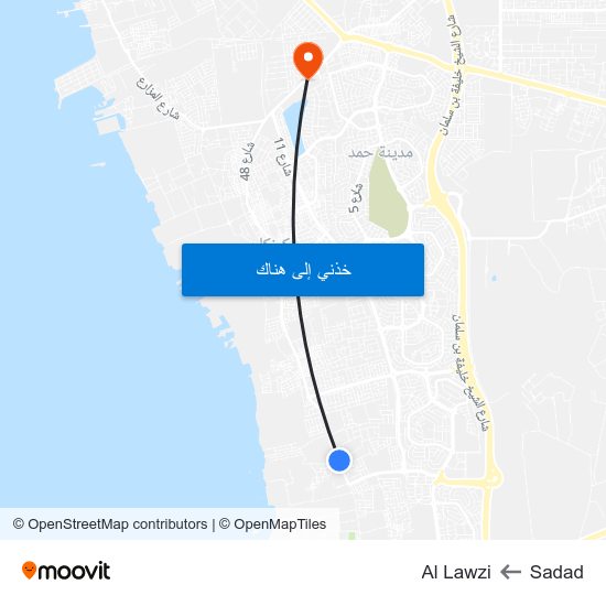 Sadad to Al Lawzi map