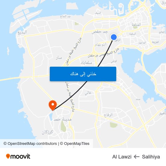 Salihiya to Al Lawzi map