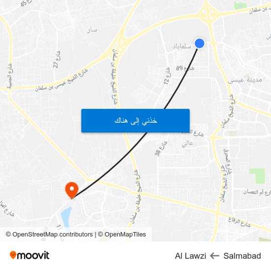 Salmabad to Al Lawzi map