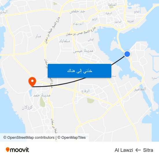 Sitra to Al Lawzi map