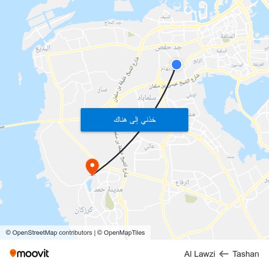 Tashan to Al Lawzi map