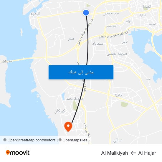 Al Hajar to Al Malikiyah map