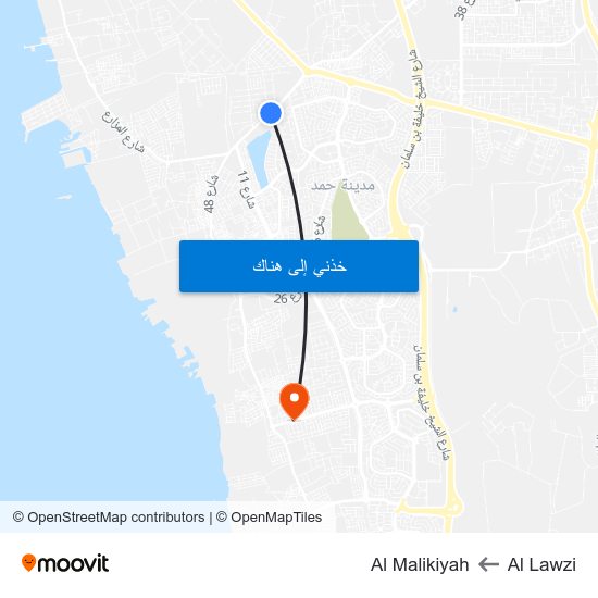 Al Lawzi to Al Malikiyah map