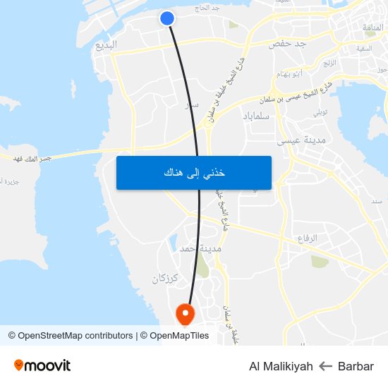 Barbar to Al Malikiyah map