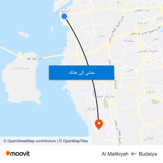 Budaiya to Al Malikiyah map
