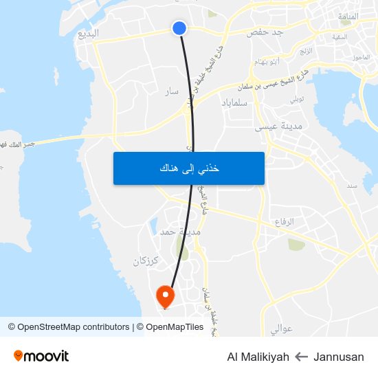 Jannusan to Al Malikiyah map