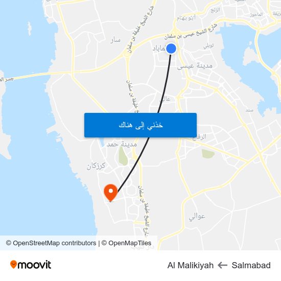 Salmabad to Al Malikiyah map