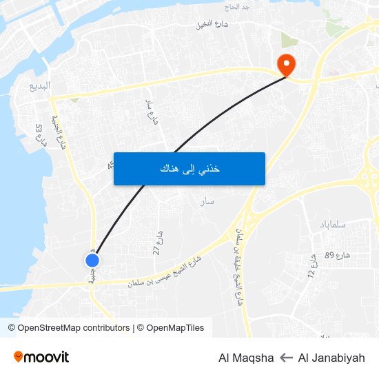 Al Janabiyah to Al Maqsha map