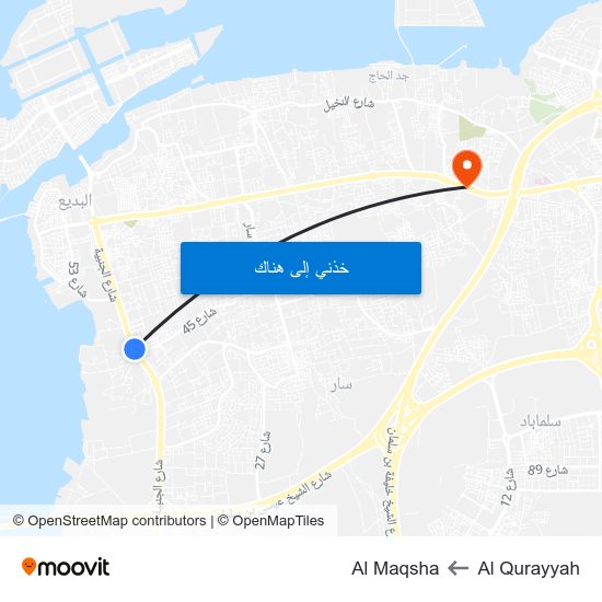 Al Qurayyah to Al Maqsha map