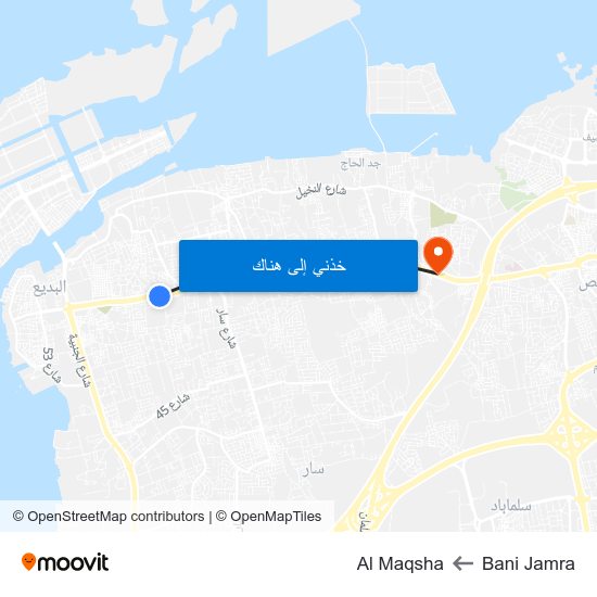 Bani Jamra to Al Maqsha map