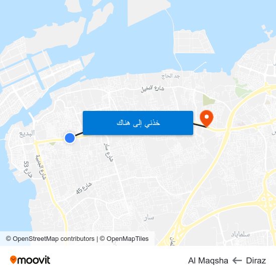 Diraz to Al Maqsha map