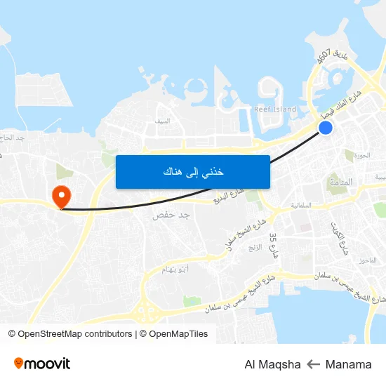 Manama to Al Maqsha map