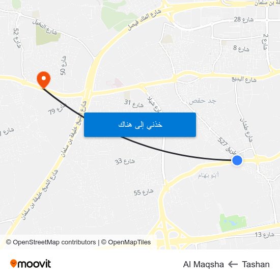 Tashan to Al Maqsha map