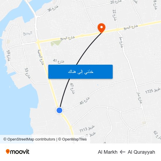 Al Qurayyah to Al Markh map