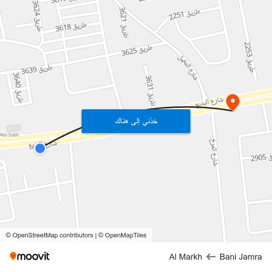 Bani Jamra to Al Markh map