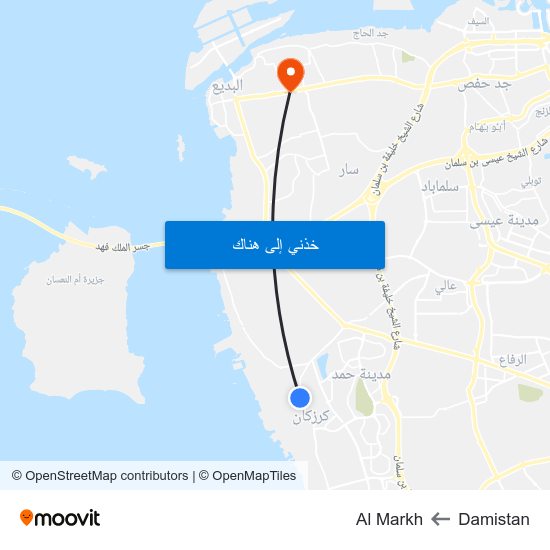 Damistan to Al Markh map