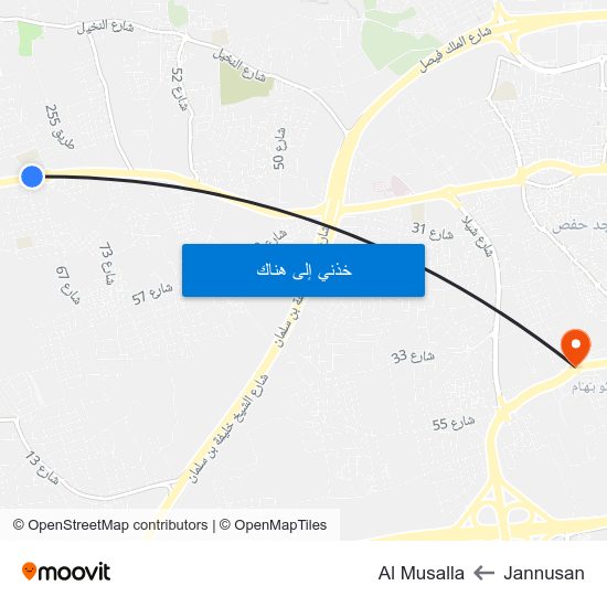 Jannusan to Al Musalla map