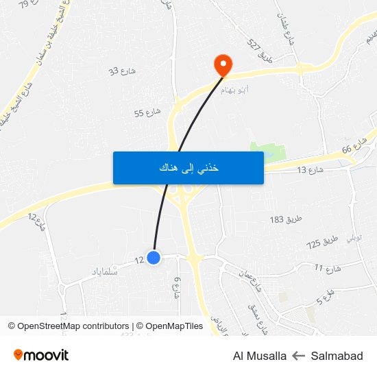 Salmabad to Al Musalla map