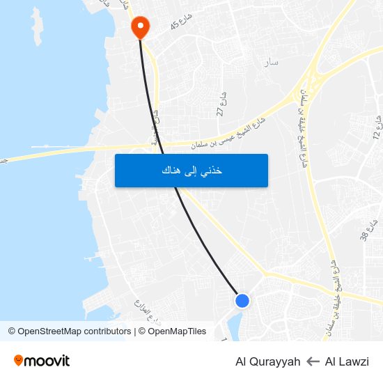 Al Lawzi to Al Qurayyah map