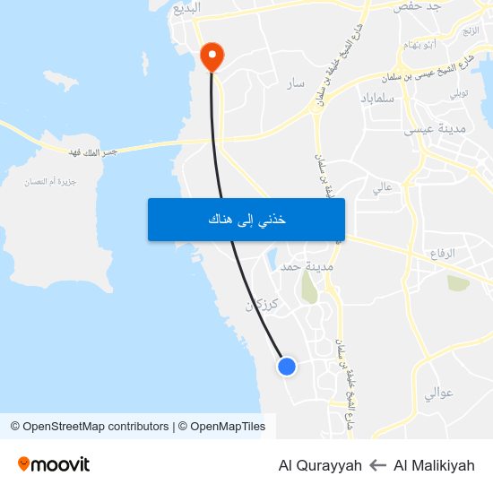 Al Malikiyah to Al Qurayyah map