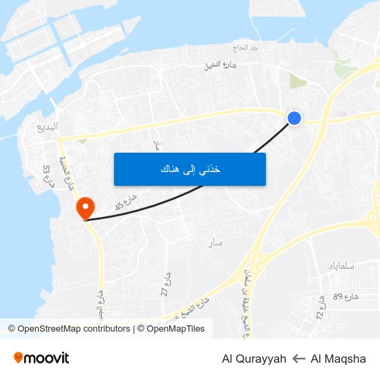 Al Maqsha to Al Qurayyah map