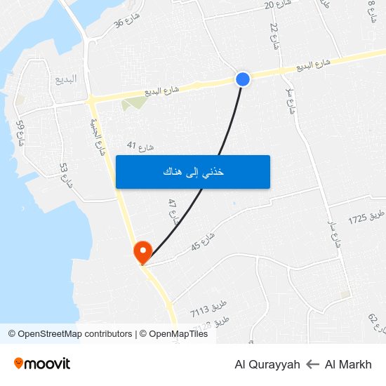 Al Markh to Al Qurayyah map