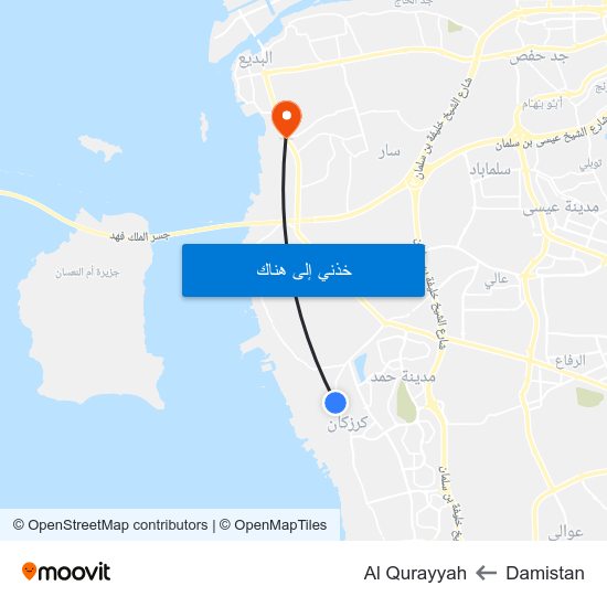 Damistan to Al Qurayyah map