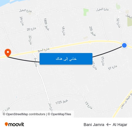 Al Hajar to Bani Jamra map