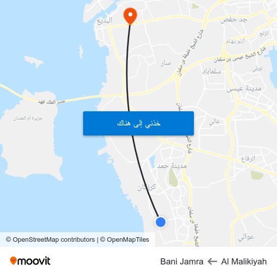 Al Malikiyah to Bani Jamra map