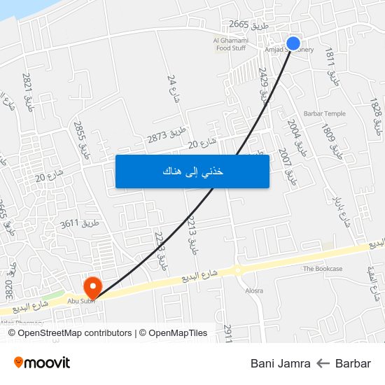 Barbar to Bani Jamra map