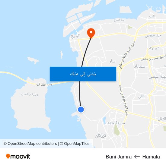 Hamala to Bani Jamra map