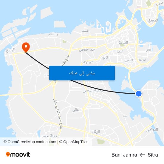 Sitra to Bani Jamra map