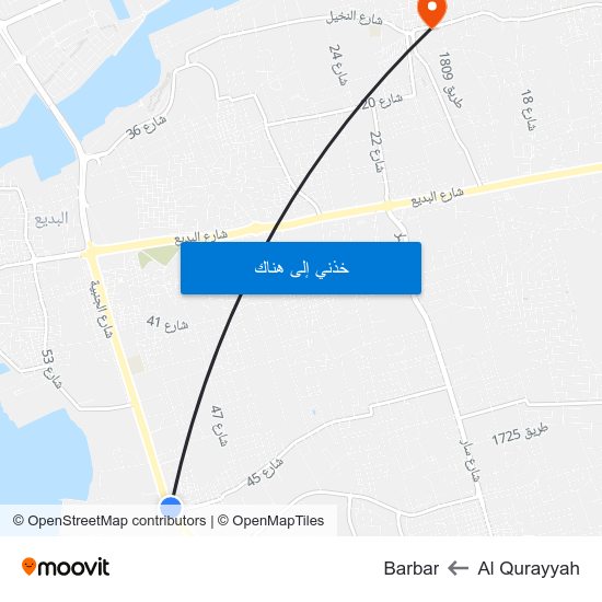 Al Qurayyah to Barbar map