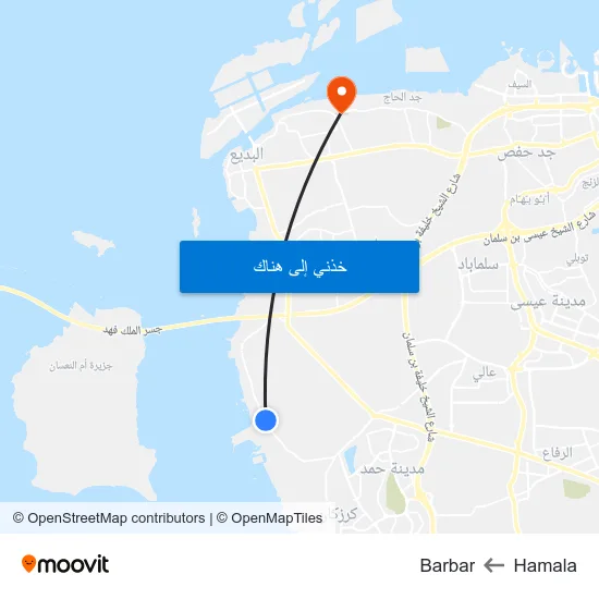 Hamala to Barbar map