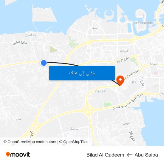 Abu Saiba to Bilad Al Qadeem map
