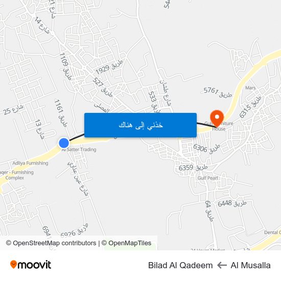 Al Musalla to Bilad Al Qadeem map