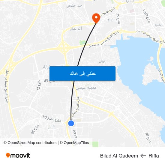 Riffa to Bilad Al Qadeem map