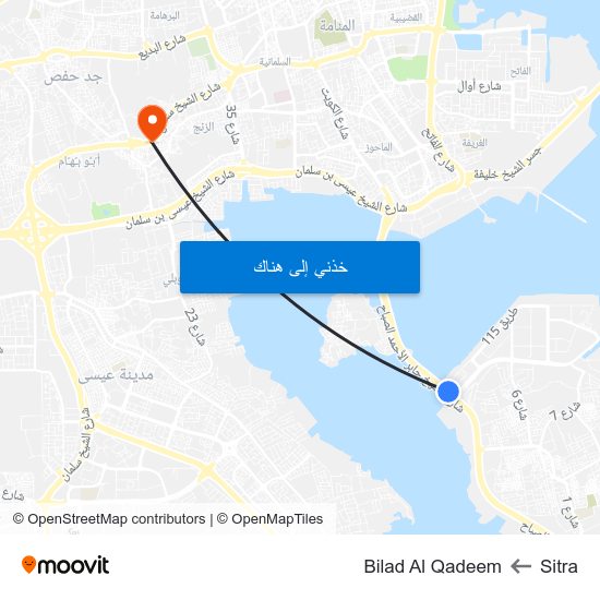 Sitra to Bilad Al Qadeem map