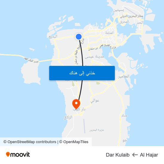 Al Hajar to Dar Kulaib map