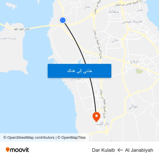 Al Janabiyah to Dar Kulaib map