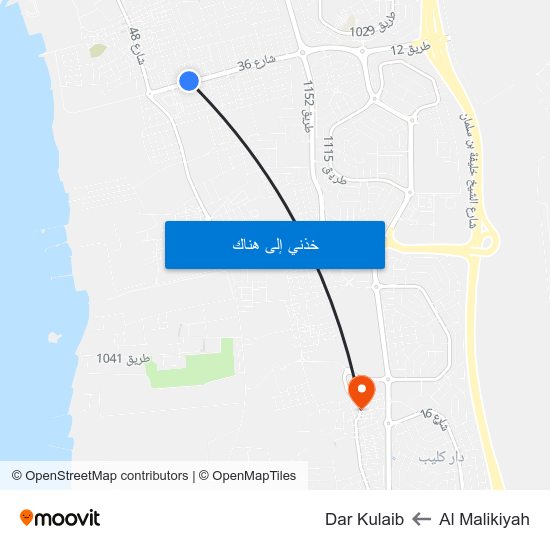 Al Malikiyah to Dar Kulaib map