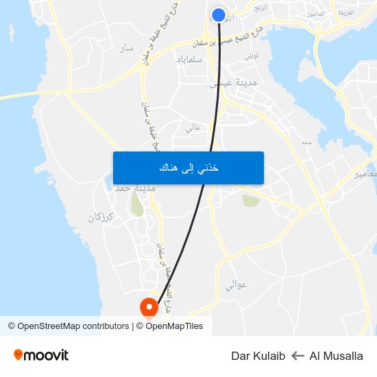 Al Musalla to Dar Kulaib map