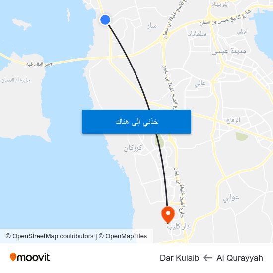 Al Qurayyah to Dar Kulaib map