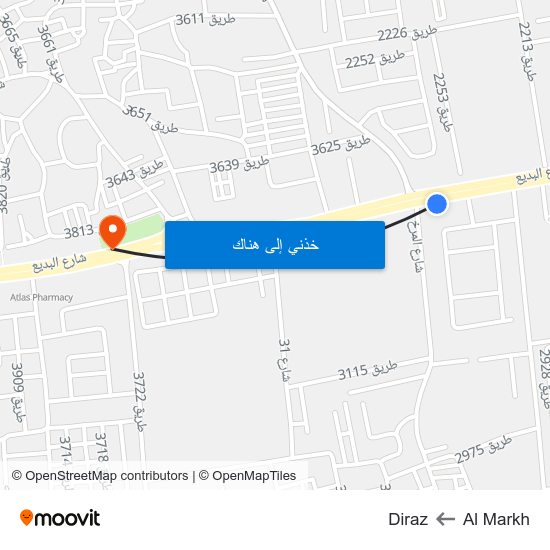 Al Markh to Diraz map