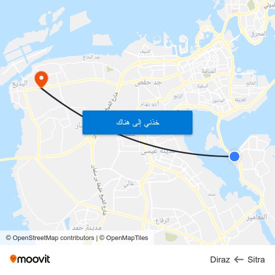 Sitra to Diraz map