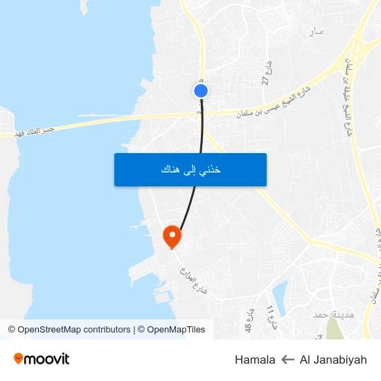 Al Janabiyah to Hamala map