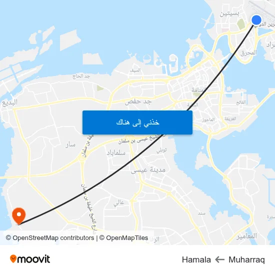 Muharraq to Hamala map